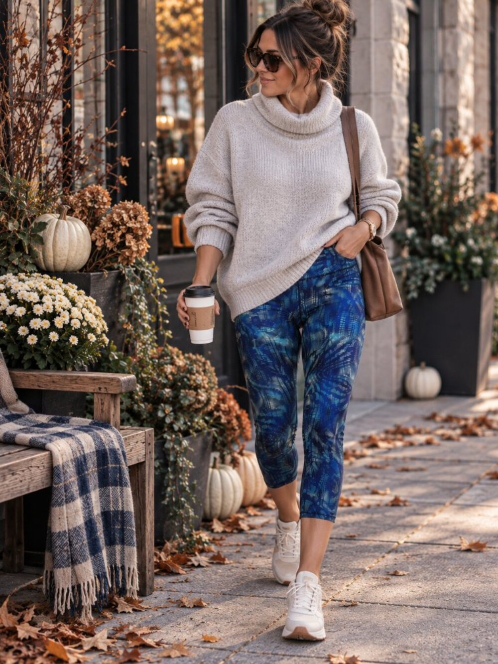 Lululemon Size 12 Blue Teal Print Crop Leggings NWOT